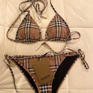 NEW women’s Burberry Archive Checker Bikini Set